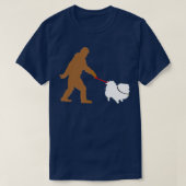 T-shirt Bigfoot marcher Chien Poméranien Sasquatch (Design devant)