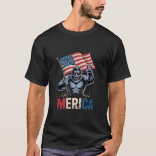 T-shirt Bigfoot Merica Rock drapeau américain patriotique