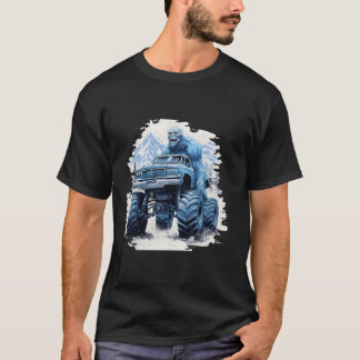 T-shirt Bigfoot Monster Camion Blue Snow Mountain Conduite