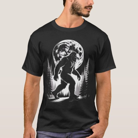 T-shirt Bigfoot Moonlight Sasquatch Forest Cryptid Outdoor (Devant)