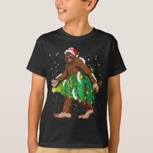 T-shirt Bigfoot Noël Noël Noël Chapeau Noël Arbre