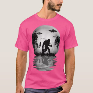 T-shirt Bigfoot Pêche Drôle Sasquatch Sur La Lune Pour Wi-