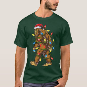 T-shirt Bigfoot Père Noël Christmas Tree Lights Xmas Boys 