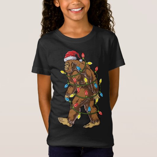 T-Shirt Bigfoot Père Noël Christmas Tree Lights Xmas Sasqu (Devant)