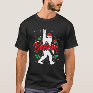 T-shirt Bigfoot Père Noël Croyez Funny Bigfoot Christmas R