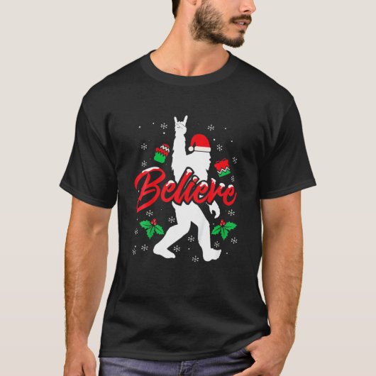 T-shirt Bigfoot Père Noël Croyez Funny Bigfoot Christmas R (Devant)