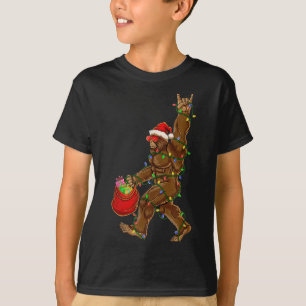 T-shirt Bigfoot Père Noël Lumières de Noël Rock Drôle Sasq