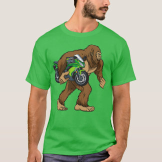 T-shirt Bigfoot Portant Moto Funny Sasquatch Biker