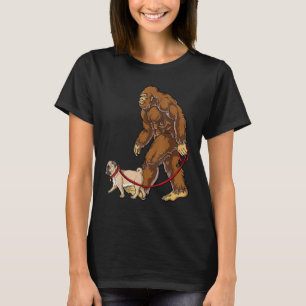T-shirt Bigfoot promenade de chien Pug hommes femmes Sasqu