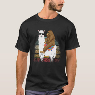 T-shirt Bigfoot Riding Llama Sasquatch Rétro T Chemise