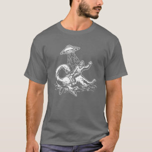 T-shirt Bigfoot Riding Loch Ness Monster Funny UFO Sasquat