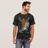 T-shirt Bigfoot Riding T-Rex Funny Design (Devant entier)