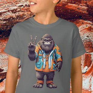 T-shirt Bigfoot Sasquatch avec signe de paix