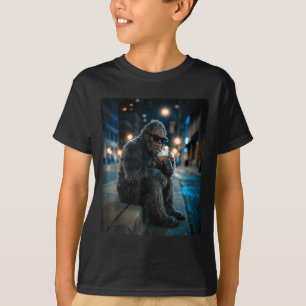 T-shirt Bigfoot sasquatch buvant du café glacé drôle d'ani