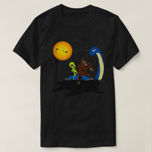 T-shirt Bigfoot Sasquatch Loch Ness Monster Nessie Alien (Design devant)