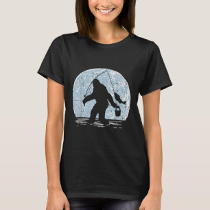 T-shirt Bigfoot Sasquatch Pêche Lune Drôle de Pêcheur Ang