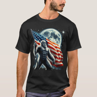 T-shirt Bigfoot Sasquatch Pleine lune patriotique américai
