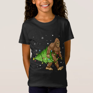 T-Shirt Bigfoot transportant des feux d'arbres de Noël Sas