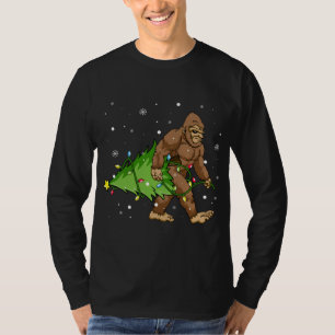 T-shirt Bigfoot transportant des feux d'arbres de Noël Sas