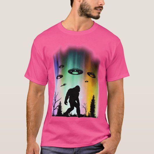 T-shirt Bigfoot Ufo Enlèvement Lumières Nord Croyant Gi (Devant)