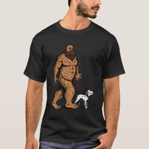 T-shirt Bigfoot Walking Boston Terrier Shirt, Chien Walker