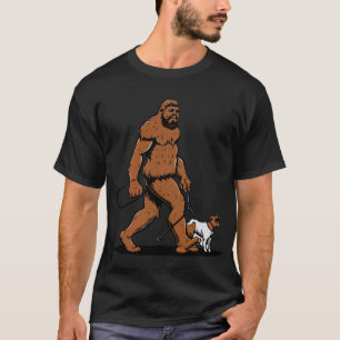 T-shirt Bigfoot Walking Boston Terrier Shirt, Chien Walker
