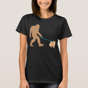 T-shirt Bigfoot Walking Chien de Poméranie Funny Sasquatc