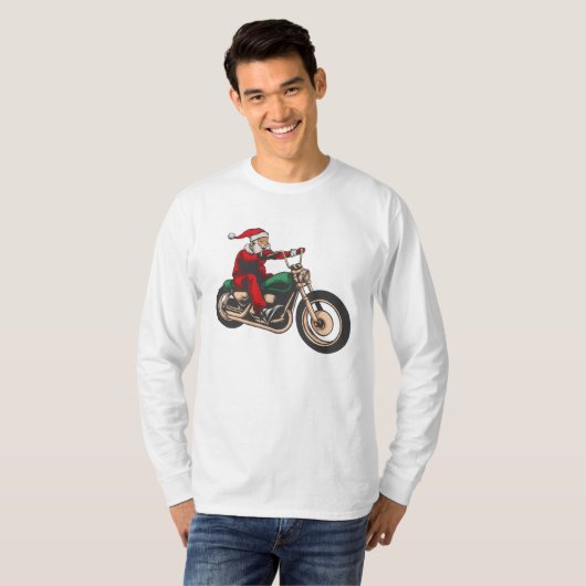 T-shirt Bike Père Noël moto de Noël Rider (Devant entier)
