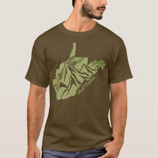 T-shirt Bike West Virginia State Outline Olive Mountain Bi