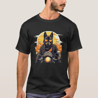 T-shirt Biker Belgian Malinois Dog Riding Motorcycle  for 