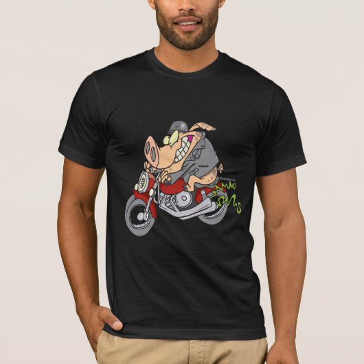 T-shirt biker hog cochon moto dessin animé moto (Devant)