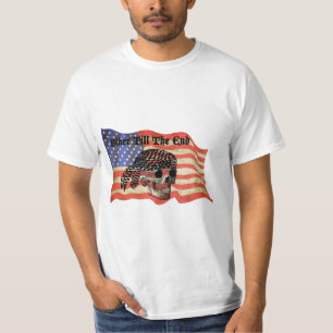 T-shirt Biker jusqu'au bout crâne USA Drapeau art