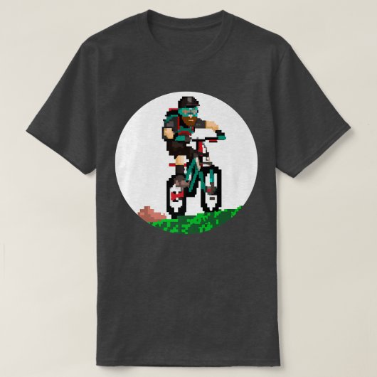 T-shirt Biker Mountainbiker Pixel Art Retro Style de jeu 2 (Design devant)