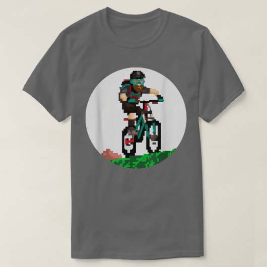 T-shirt Biker Mountainbiker Pixel Art Retro Style de jeu 2 (Design devant)