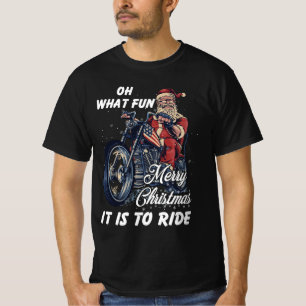 T-shirt Biker Père Noël Motorcycle Joyeux Noël Noël Fêtes