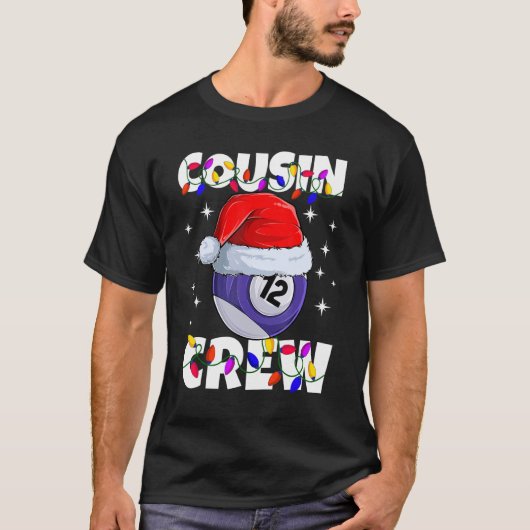 T-shirt Billard 12 Ball Play Pool Cousin Crew Noël L (Devant)