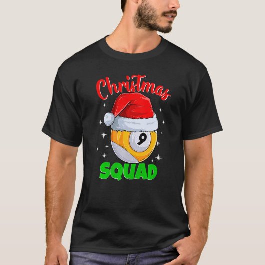 T-shirt Billard 9 Ball Christmas Squad Balls Billard Billi (Devant)