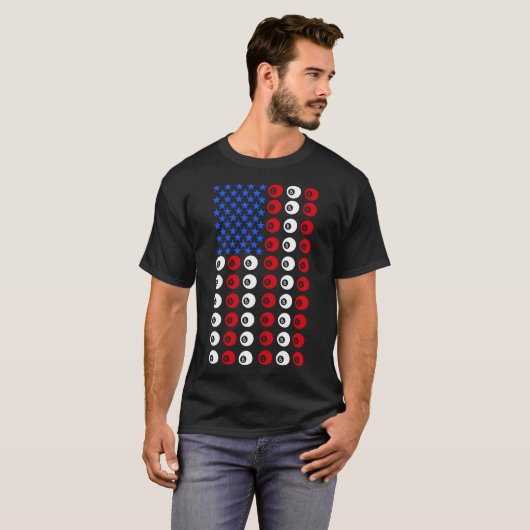 T-shirt Billard Ball US American Flag Pool Huit balles (Devant entier)