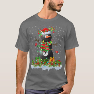 T-shirt Billard Noël Éclairage Drôle Snowman Billard Ch