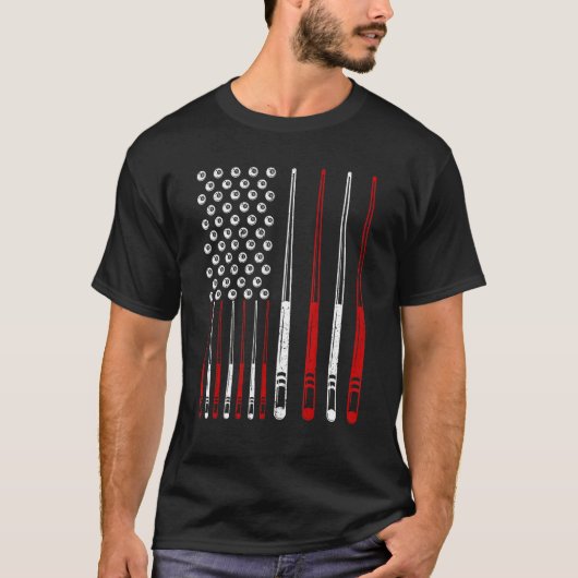 T-shirt Billard Queue Sticks Snooker American Billiards (Devant)