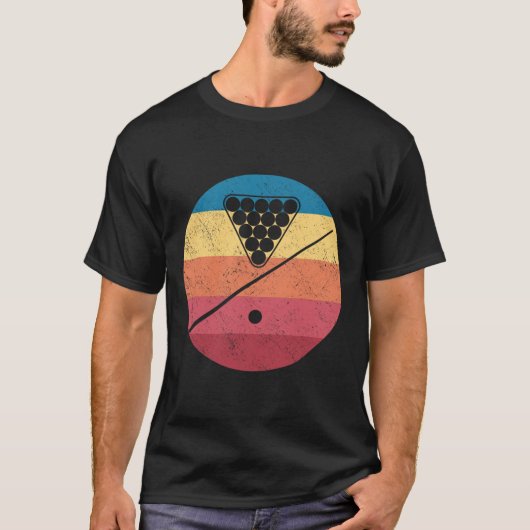 T-shirt Billard rétro Stick Pool Table Snooker Pyram (Devant)