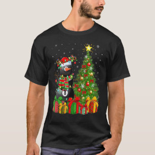 T-shirt Billard Snowman Lights Xmas Tree Père Noël Billard
