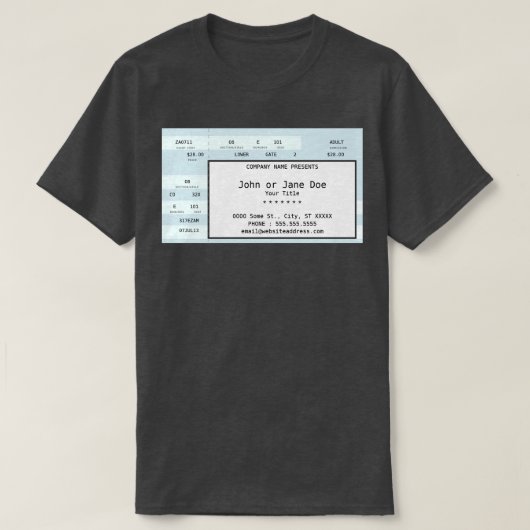 T-shirt billet de concert bleu (Design devant)