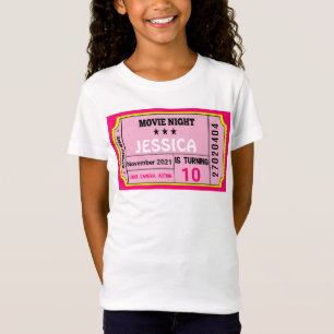 T-Shirt Billet de la nuit de cinéma Anniversaire Fille Pe