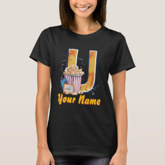 T-shirt Billets de pop-corn U initial personnalisés cinéma