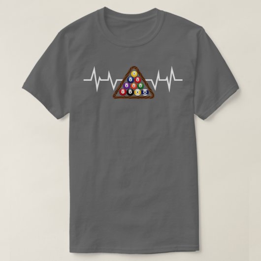 T-shirt Billiard Ball Rack Hearbeat (Design devant)