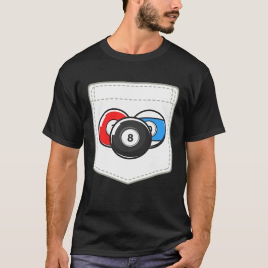 T-shirt Billiard Pool Cute Pocket Ball (Devant)