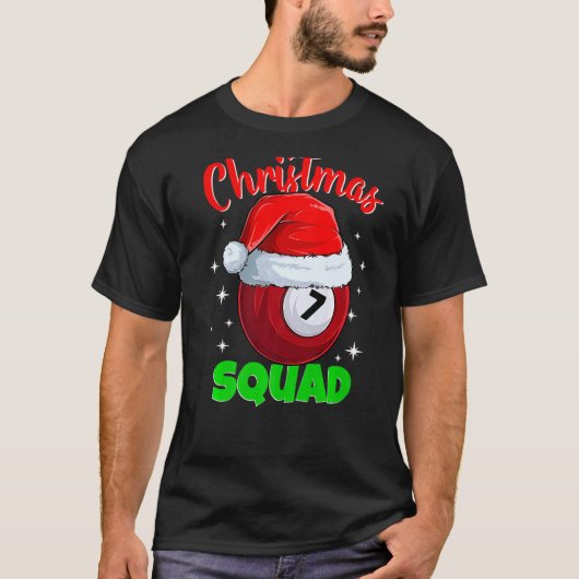 T-shirt Billiards 7 Ball Christmas Squad Pool Balls Billia (Devant)