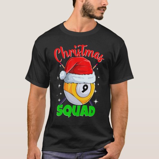 T-shirt Billiards 9 Ball Christmas Squad Pool Balls Billia (Devant)
