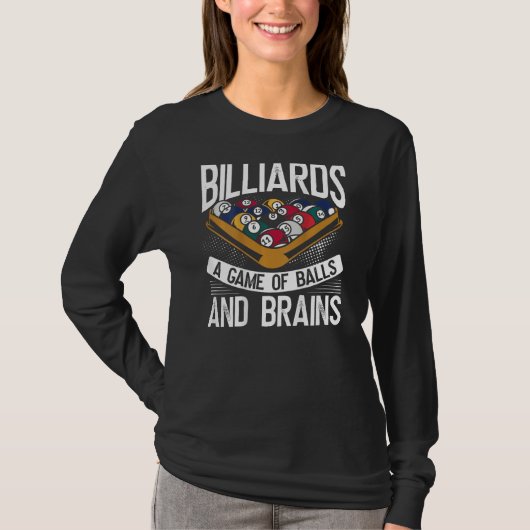 T-shirt Billiards A Game Of Balls And Brains Backprint Poo (Devant)